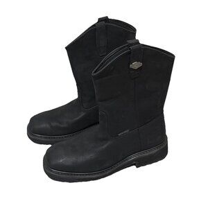Harley Davidson Black Leather Pull-On Boots D93561 Men's Size 9.5M Barely Worn